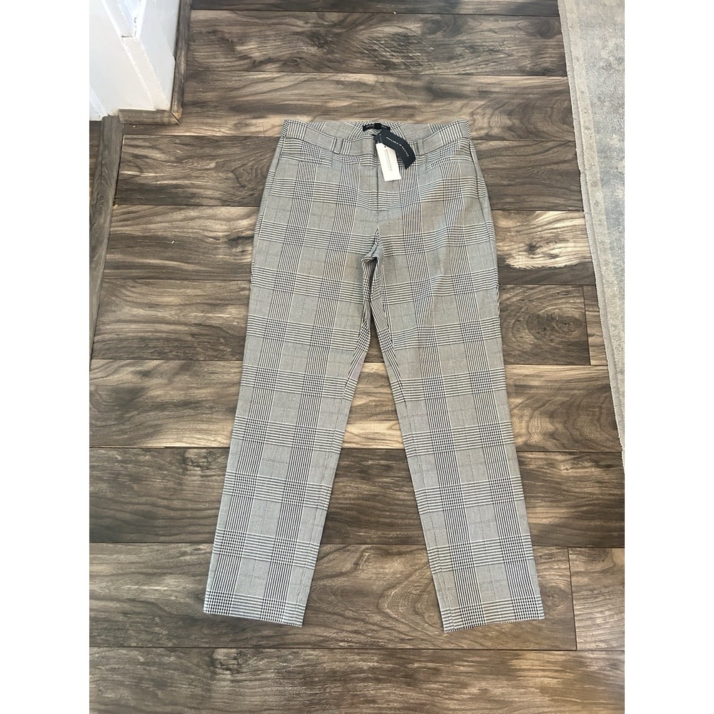 NWT $98 Banana Republic Sloan Pants Women's 6 Black White Glen Plaid‎ Casual 555